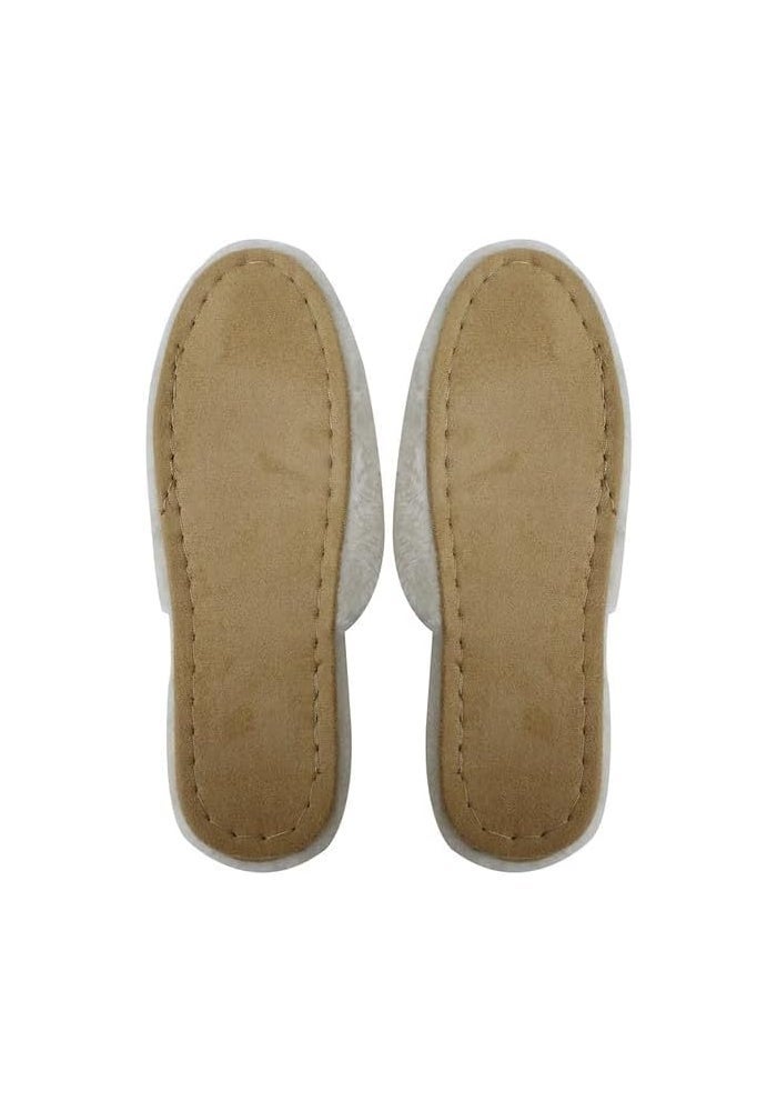 DAISO Unisex Backless Memory Foam Slippers - Fluffy Comfort - US 7-9, EU 40-43 - Brown - Image 3